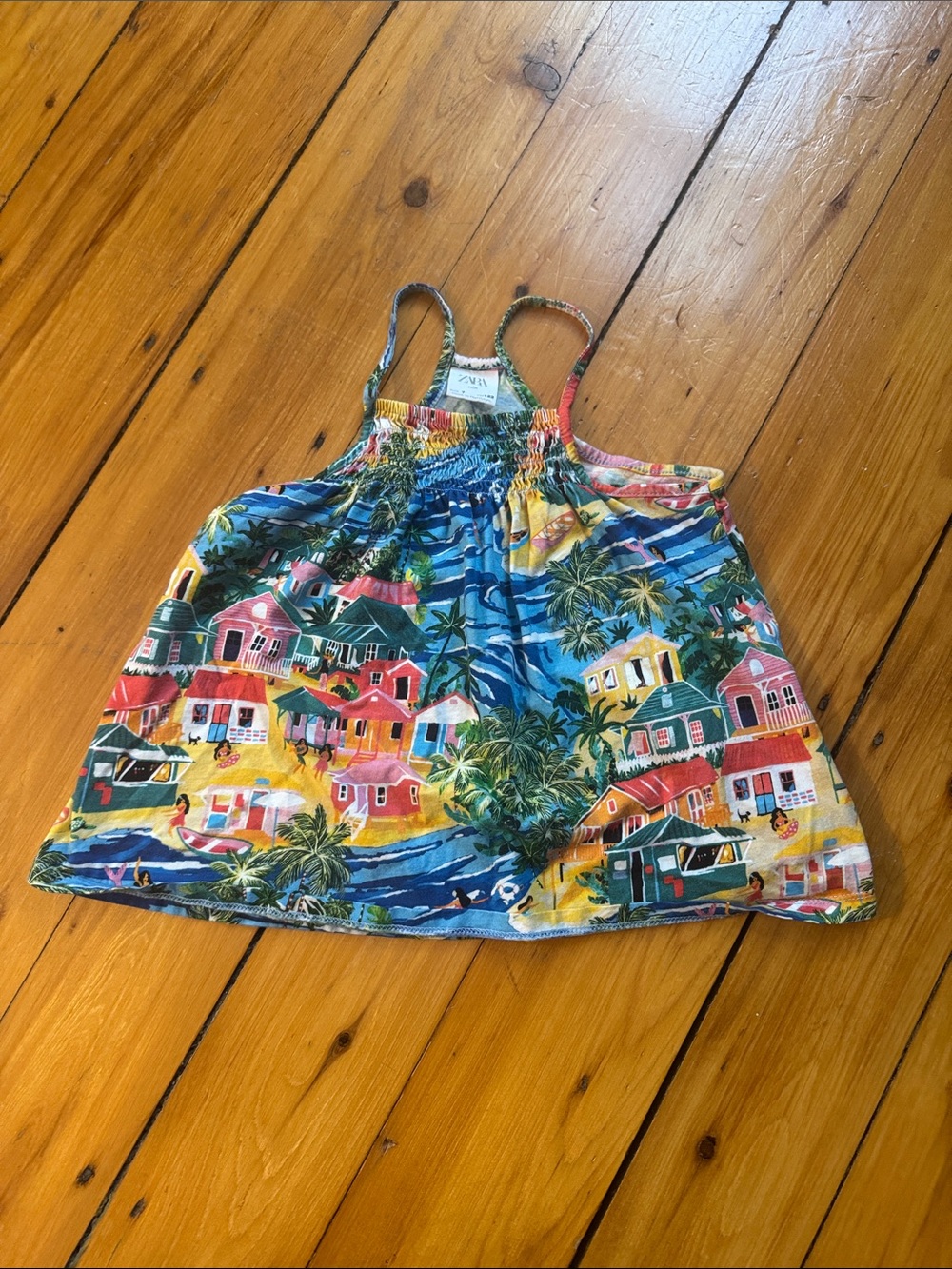 Zara Tropical Print Girls' Tank Top - Blue Multi